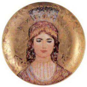 Bathsheba 10" Plate Kaiser W.Germ Edna Hibel 1984 24 kt gold overlay